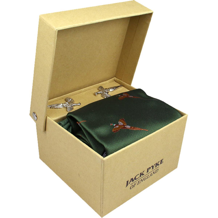 Jack Pyke Tie, Hanky and Cufflinks Gift Set - Pheasant Green