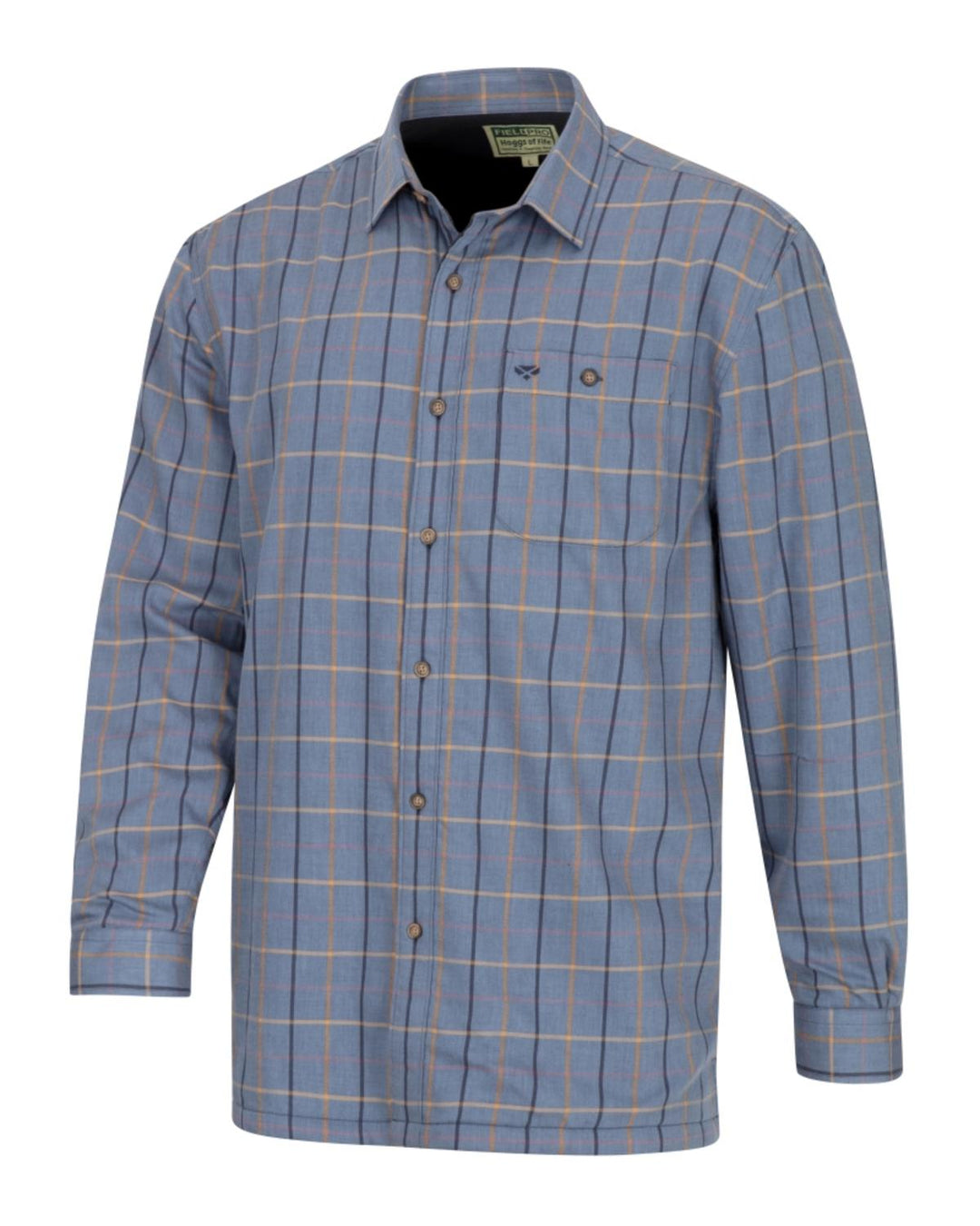 Hoggs of Fife Blackthorn Micro-Fleece Lined Shirt - Sky Blue Check 60% Cotton / 40% Polyester outer, 100% Microfleece Lining