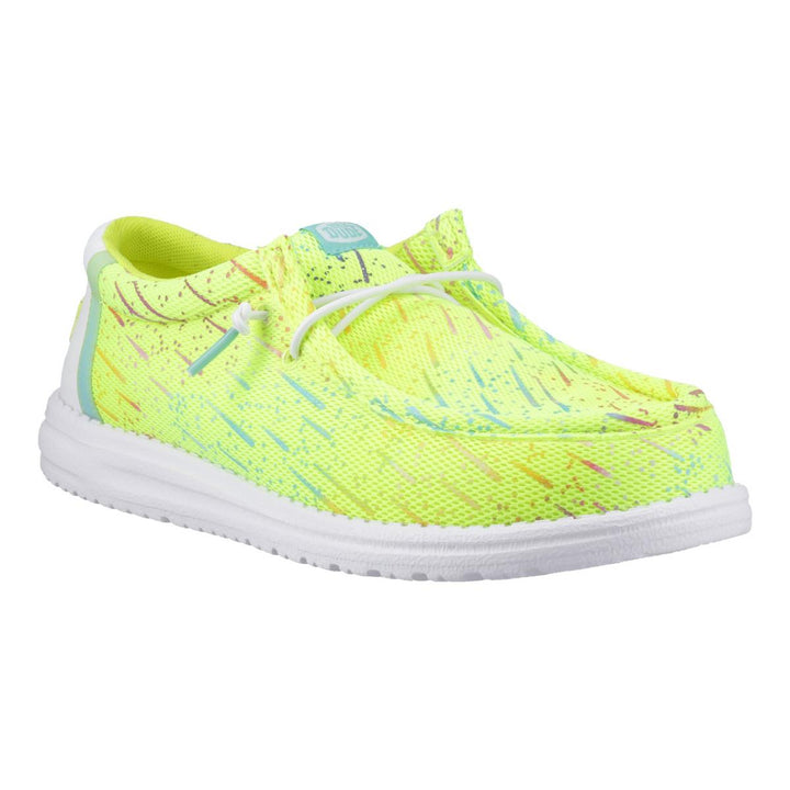HEYDUDE Wally Party Mesh Shoes Lime Punch/White