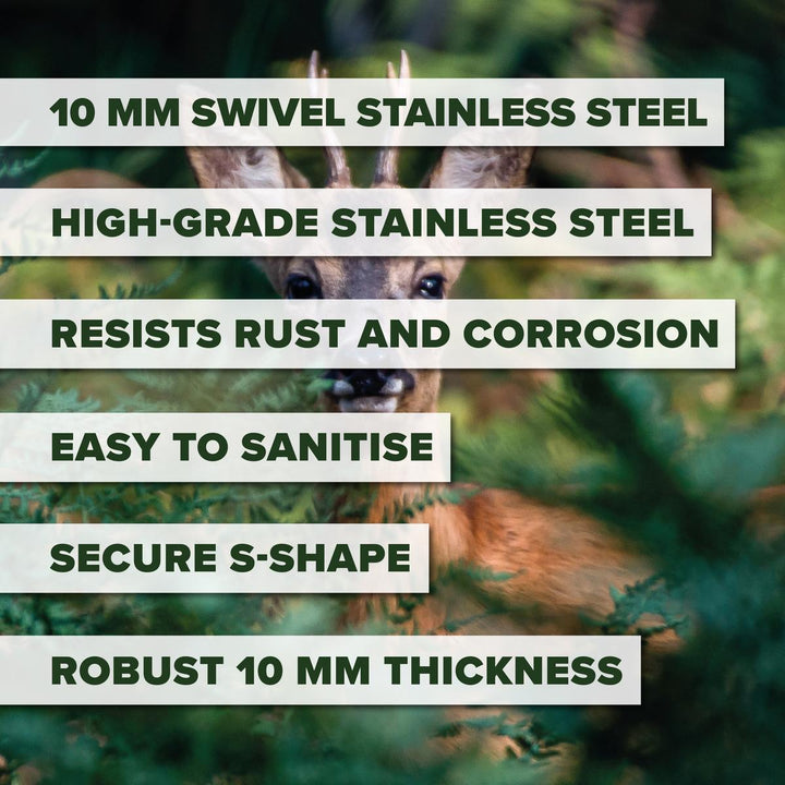 BushWear 10mm Stainless Swivel S Hook