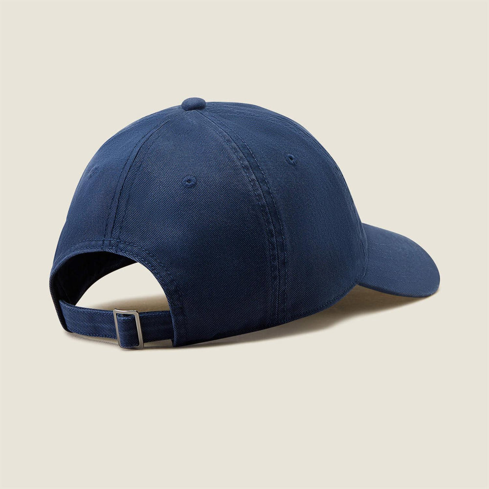 Ariat Country Cap in navy, rear three-quarter view showing the adjustable buckle strap closure