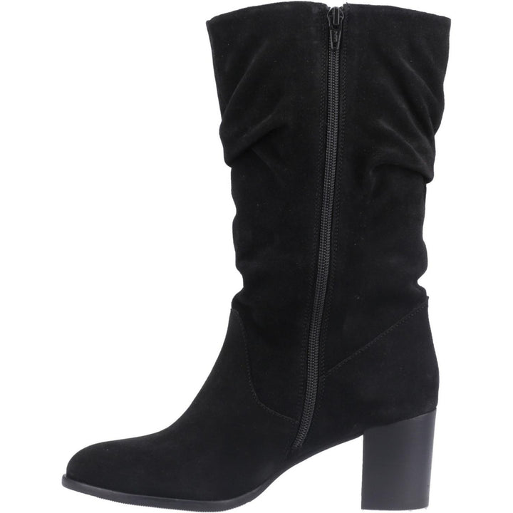 Cosima Ruched Boot Black Suede