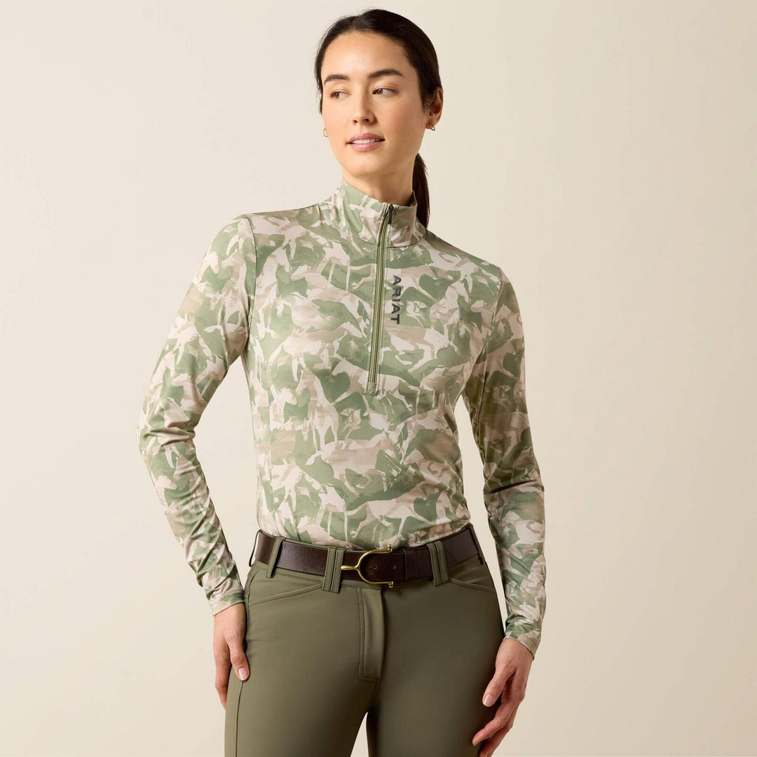 Ariat Ladies Lunaveil 1/2 Zip Long Sleeve Base Layer Olvcncd