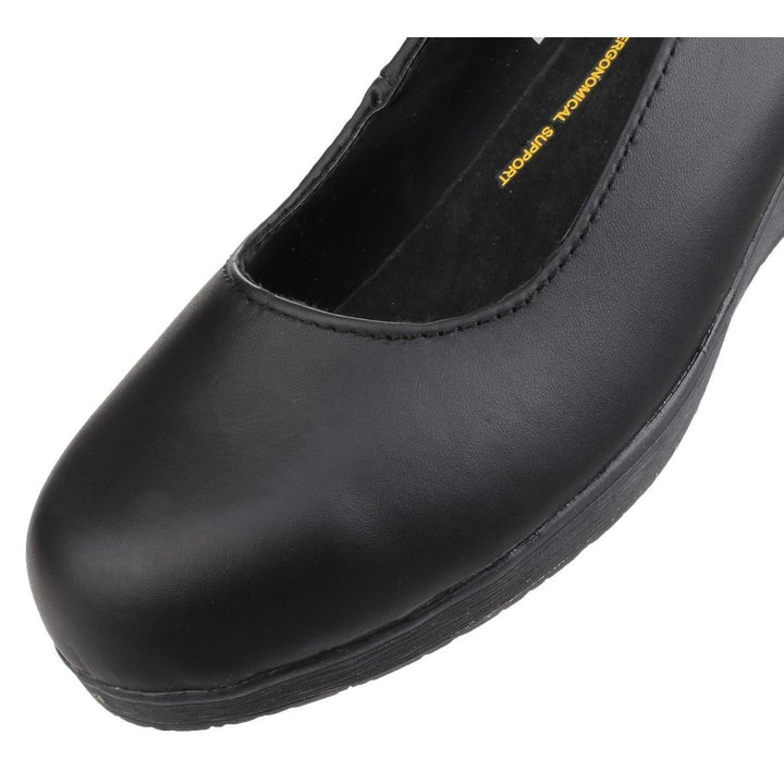 Amblers Safety FS107 Antibacterial Memory Foam Slip on Wedged Safety Court Shoe Black