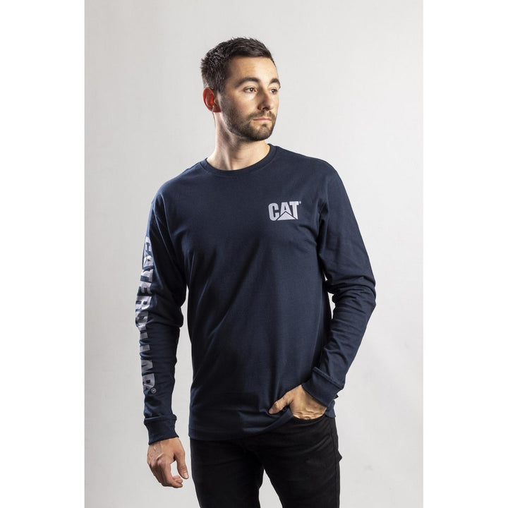 Caterpillar Trademark Banner Long Sleeve T-Shirt Dark