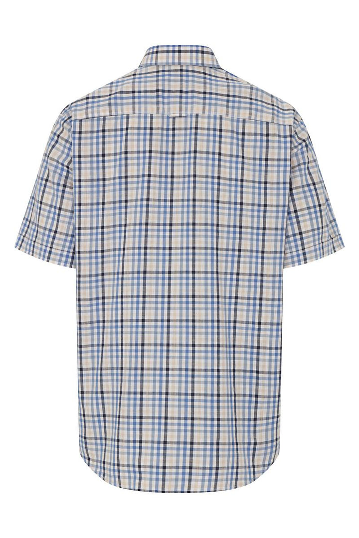 Hoggs of Fife ABERDOUR SS CHECK SHIRT  BLUE/CORN