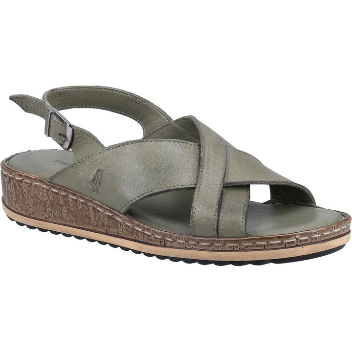 Hush Puppies Elena Cross Over Wedge Sandal Olive