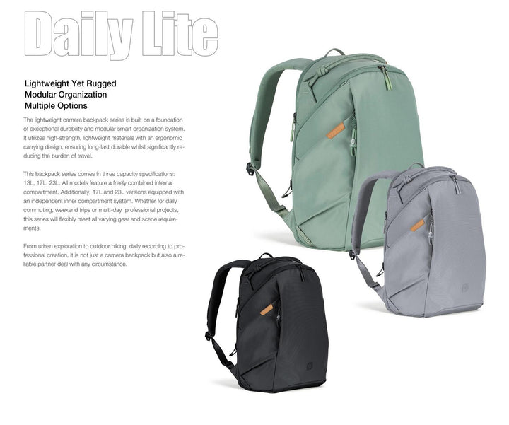 Leofoto Daily Lite 17L Camera Backpack with Camera Cube - Green