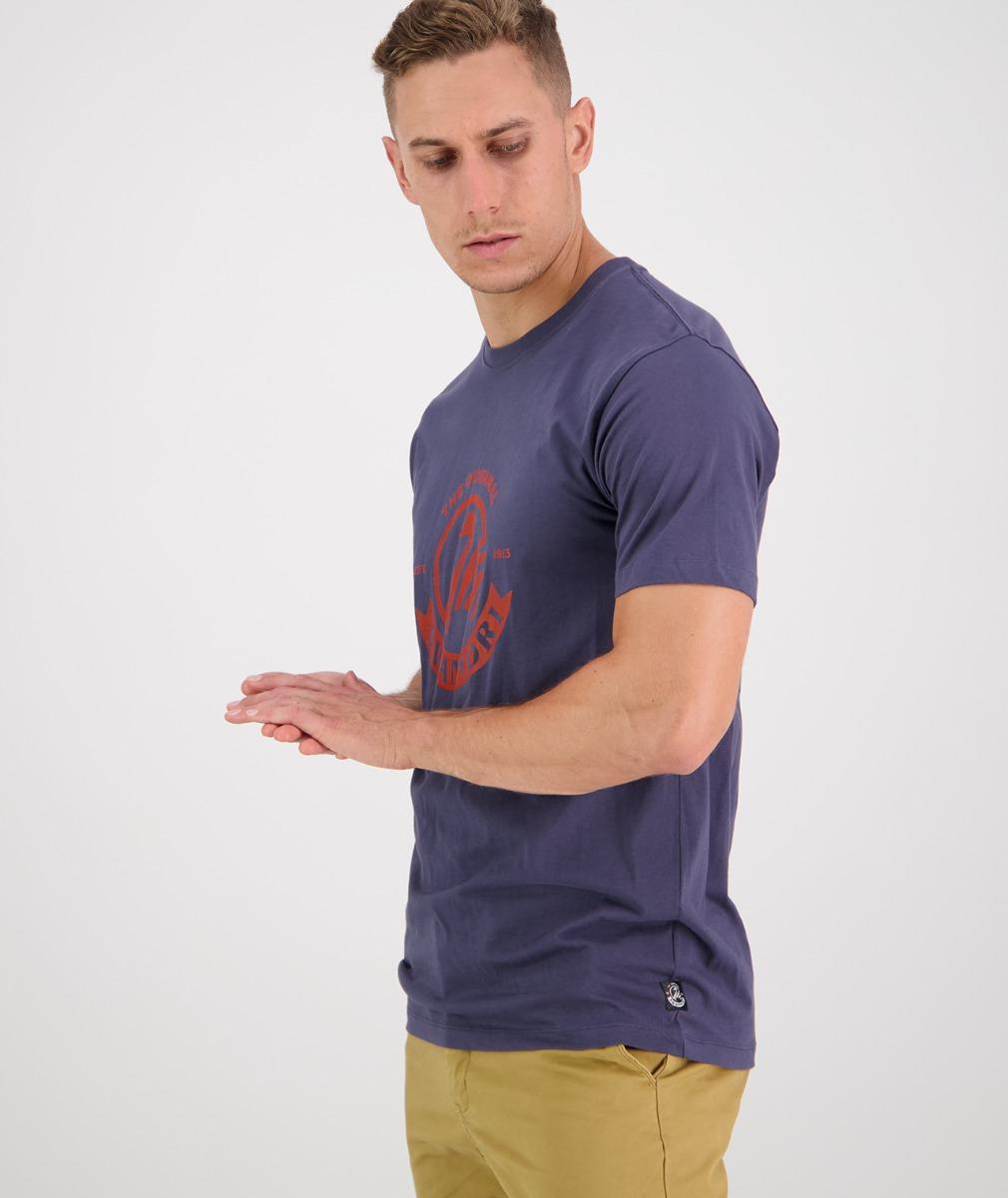 Swanndri Original Print T Shirt Steel/Red