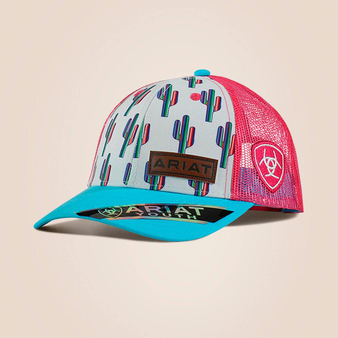 Ariat M F Girls Cactus Print Cap Wht/pnk