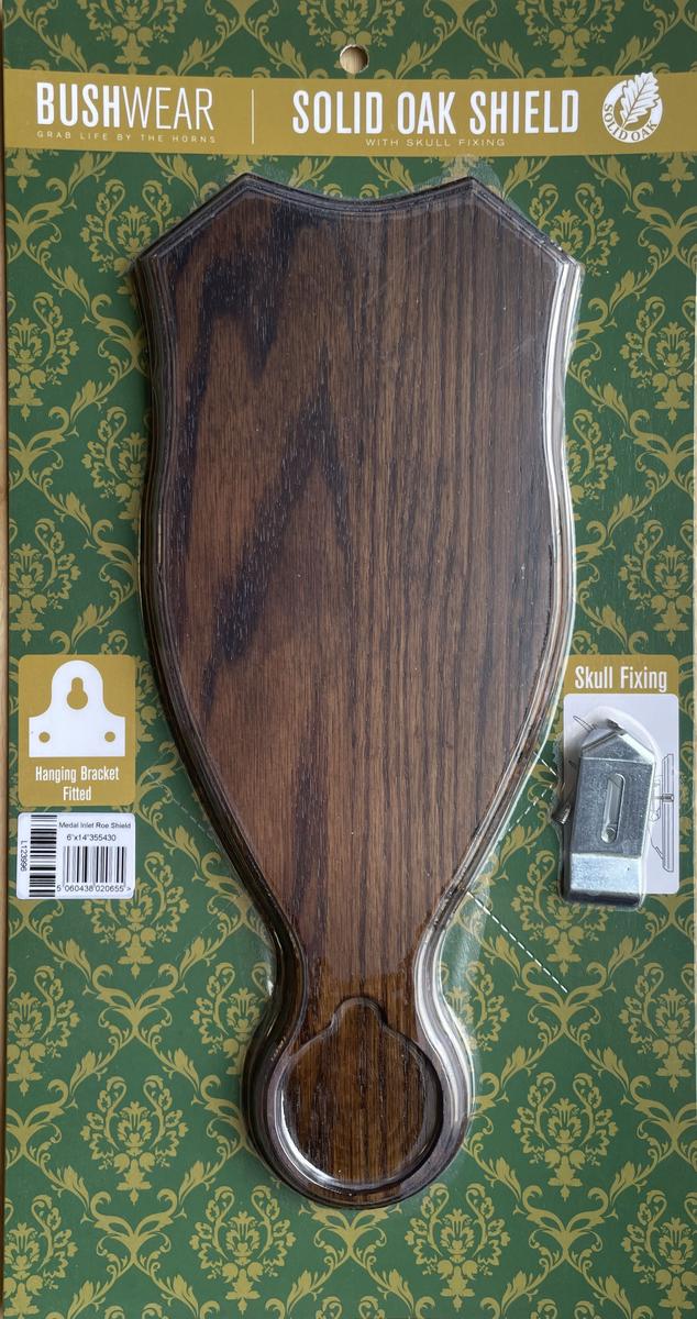 BushWear Solid Oak Roe Skull Shield - Medal Inlet