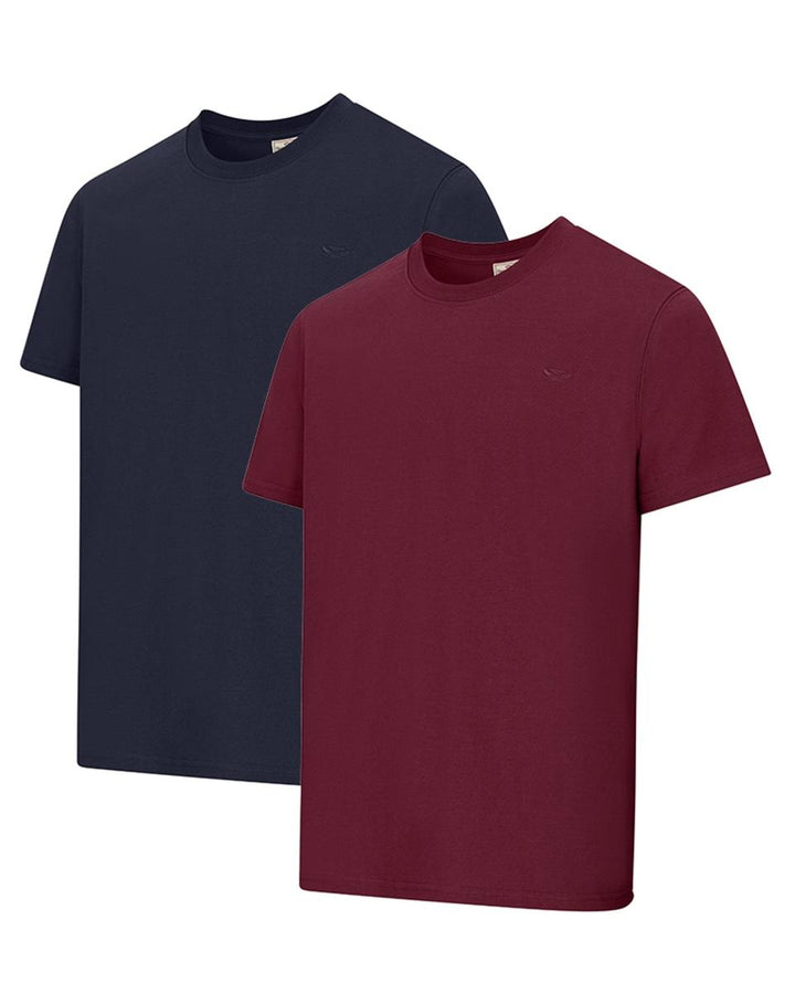 Hoggs of Fife Sandwood 2Pk T-Shirts - Midnight/Merlot 2 Pack T-Shirt, 100% 180gsm Cotton