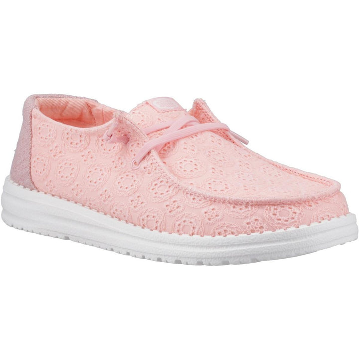 HEYDUDE Wendy Eyelet Lace Shoes Pale Pink