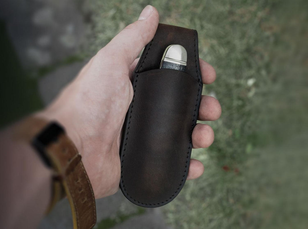 Böker Magnetic Leather Knife Pouch Brown Small
