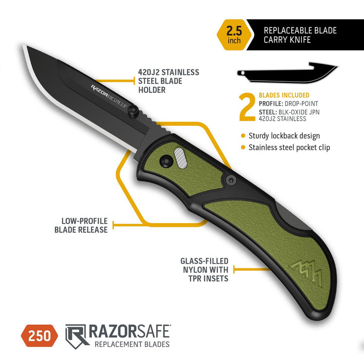Outdoor Edge RazorEDC Lite 2.5in Replaceable Blade Folding Knife