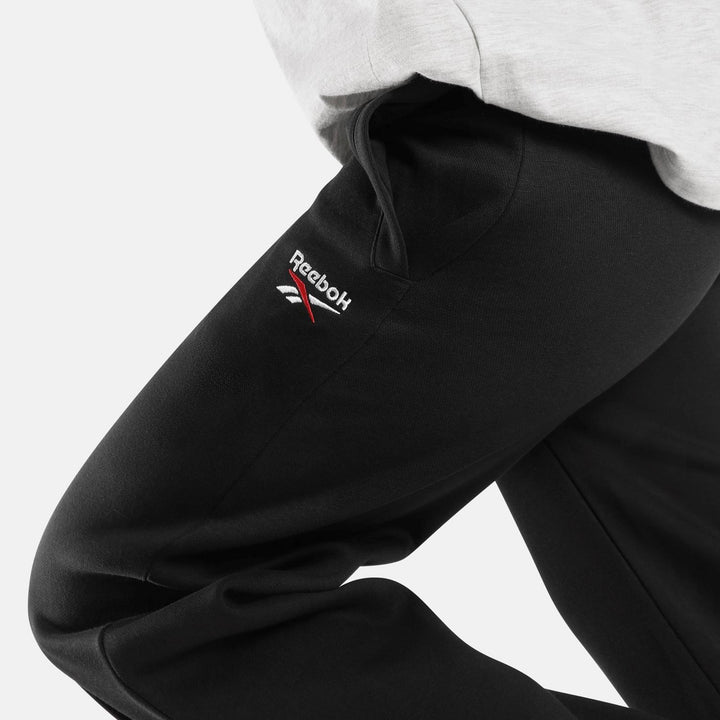 ID 2-COL LOGO FLEECE WIDE LEG PANTS BLACK