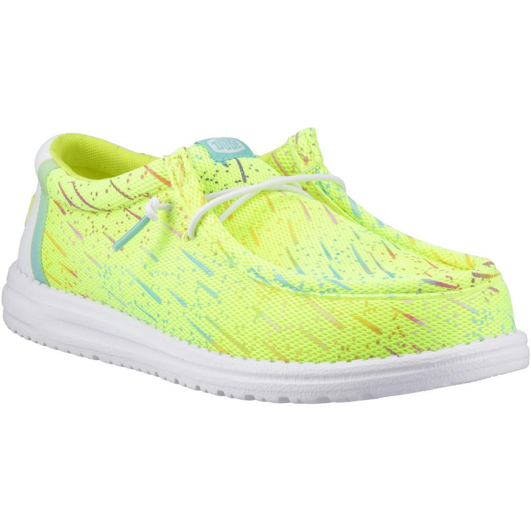 HEYDUDE Wally Party Mesh Shoes Lime Punch/White