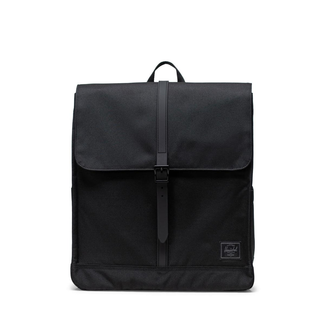 Herschel Bags City Backpack Black Tonal - stripe EcoSystem Liner made from 100% recycled post-consumer water bottles, Padded floating sleeve fits a 15"/16" laptop