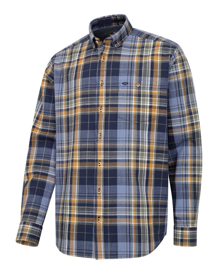 Hoggs of Fife Crail Lightweight Check Shirt Navy/Gold