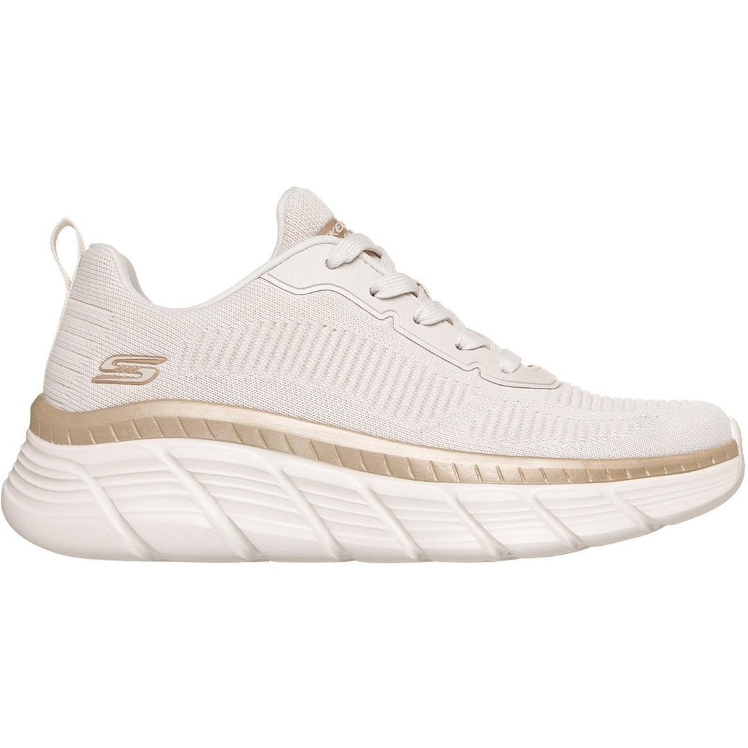 Bobs B Flex Hi Flying Trainers White/Gold Engineered Knit