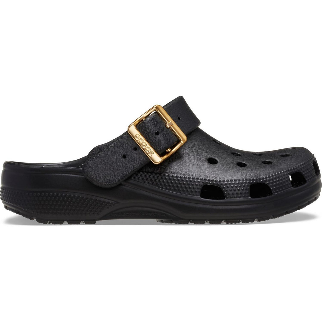 Classic Metallic Buckle Clog Black