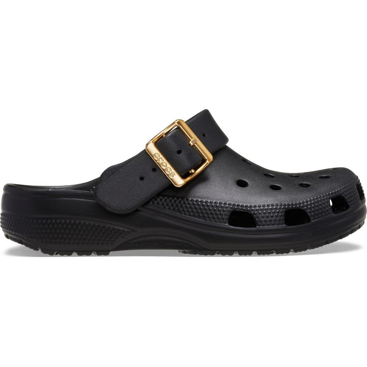 Classic Metallic Buckle Clog Black