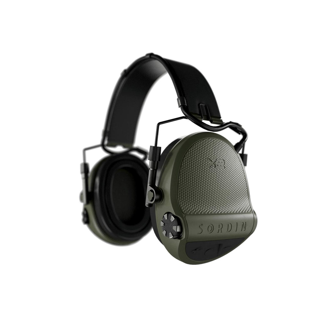 Sordin Supreme X2 Electronic Ear Defenders - Green, Leather Headband, Gel