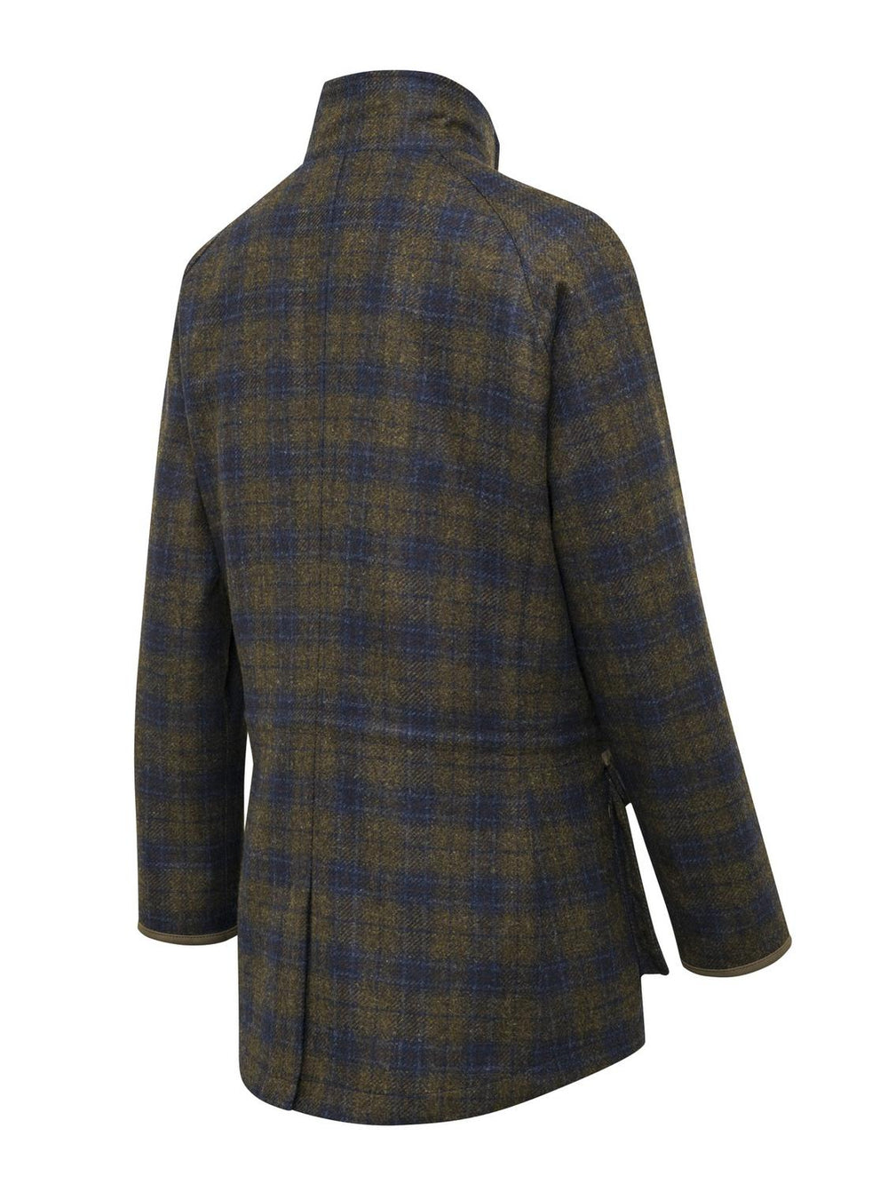 Beretta St James women's tweed coat, rear view showing the shaped back seams and side pocket flaps