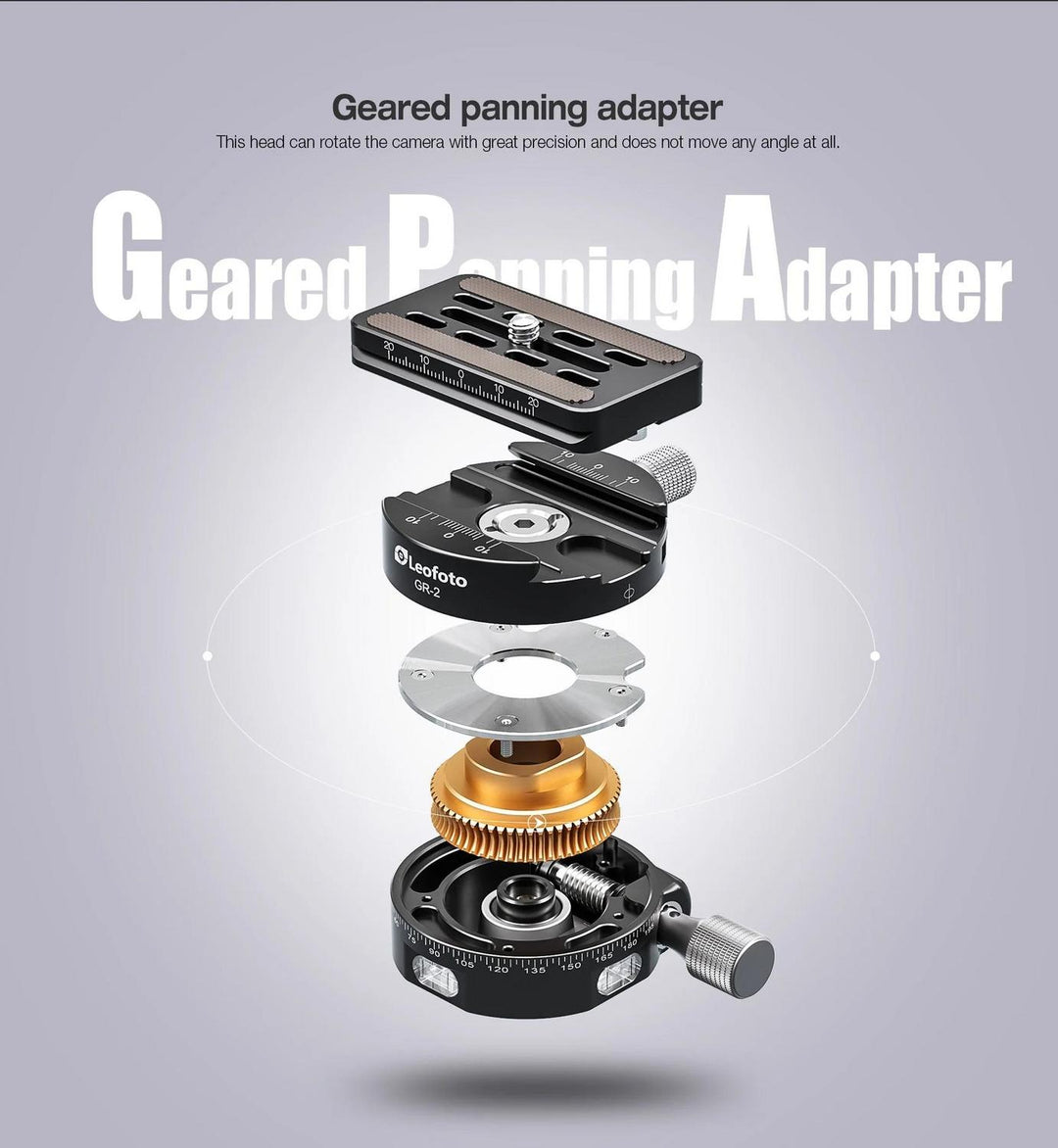 Leofoto G4 Pro Four-Way Geared Head with GR-2 Panning Adapter