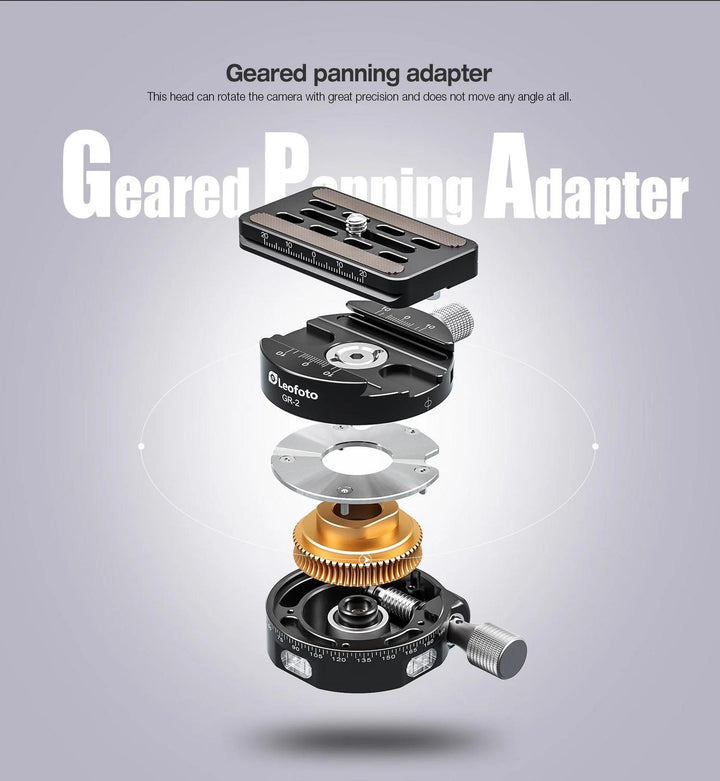 Leofoto G4 Pro Four-Way Geared Head with GR-2 Panning Adapter
