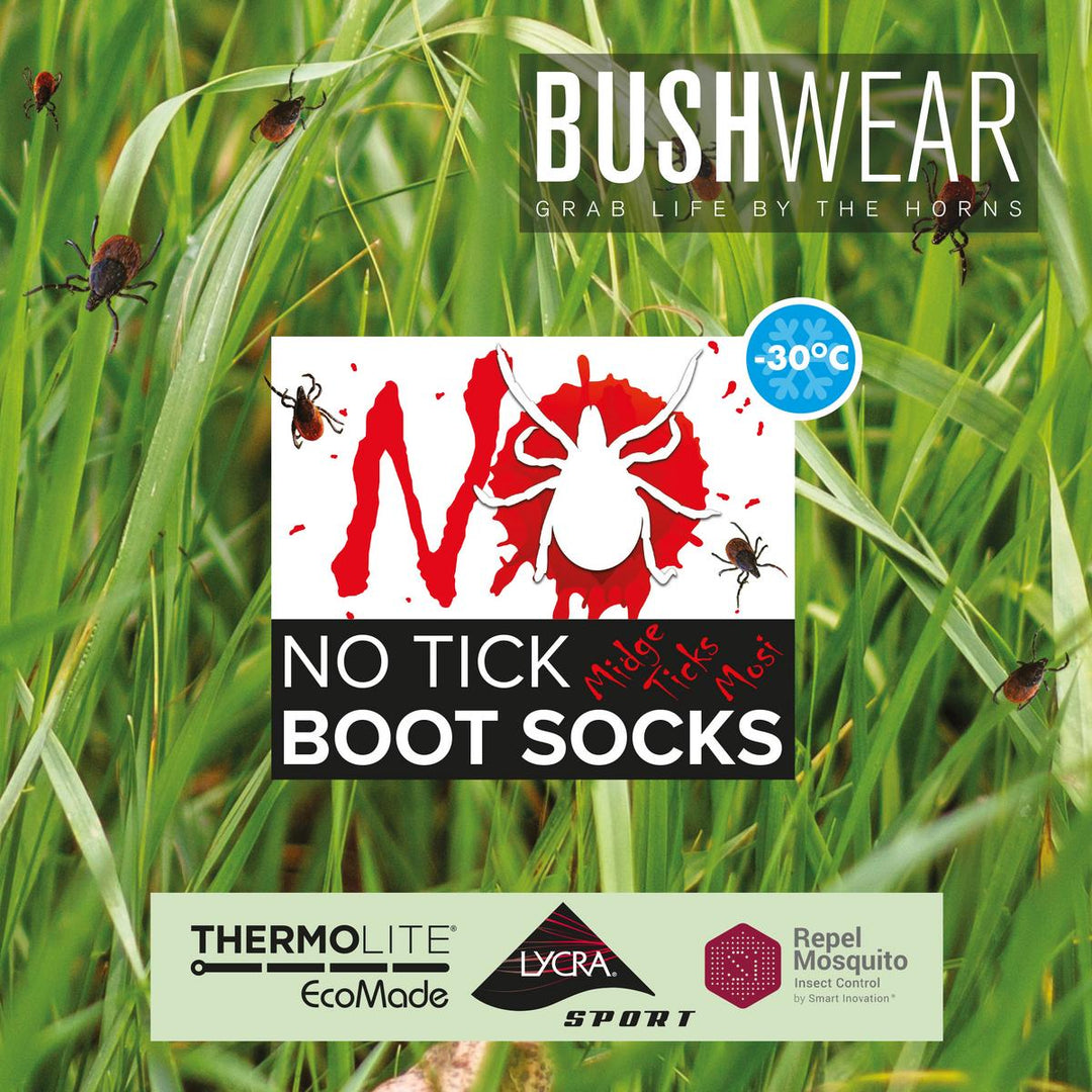BushWear No Tick Boot Socks – Long Thermolite Tick Repellent Socks for Hunting, Stalking, Hiking & Dog Walking | 100-Wash Insect