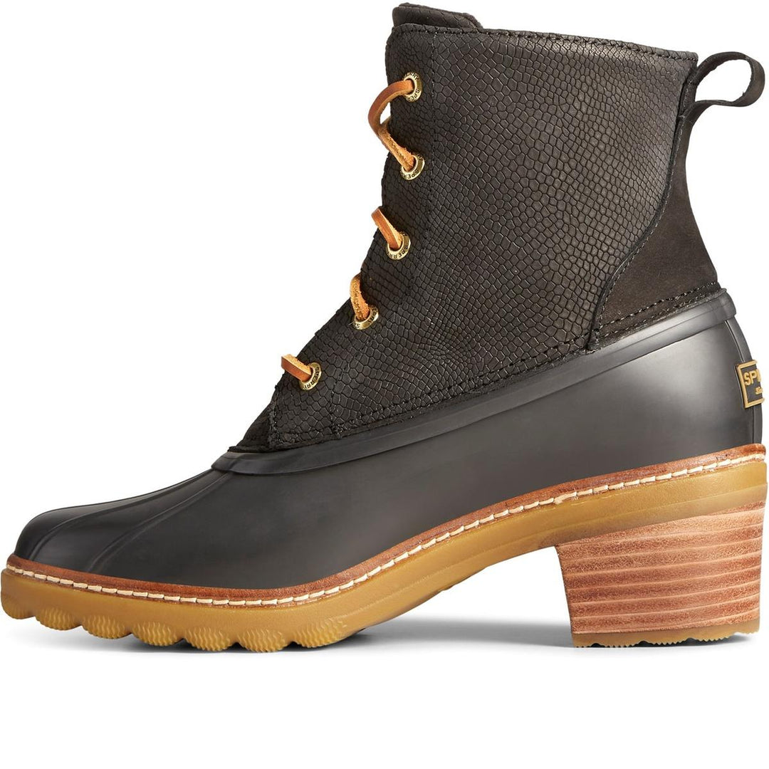 Sperry Saltwater Heel Snake Ankle Boot Black