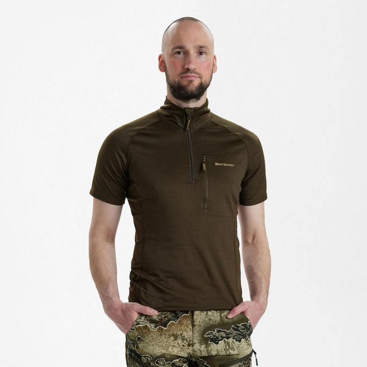 Deerhunter Excape Insulated Zip-Neck T-Shirt - Art Green