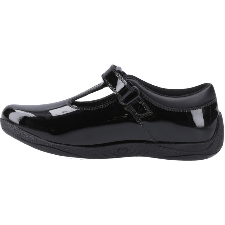 Hush Puppies Caitlin T-Bar Patent Jnr Black