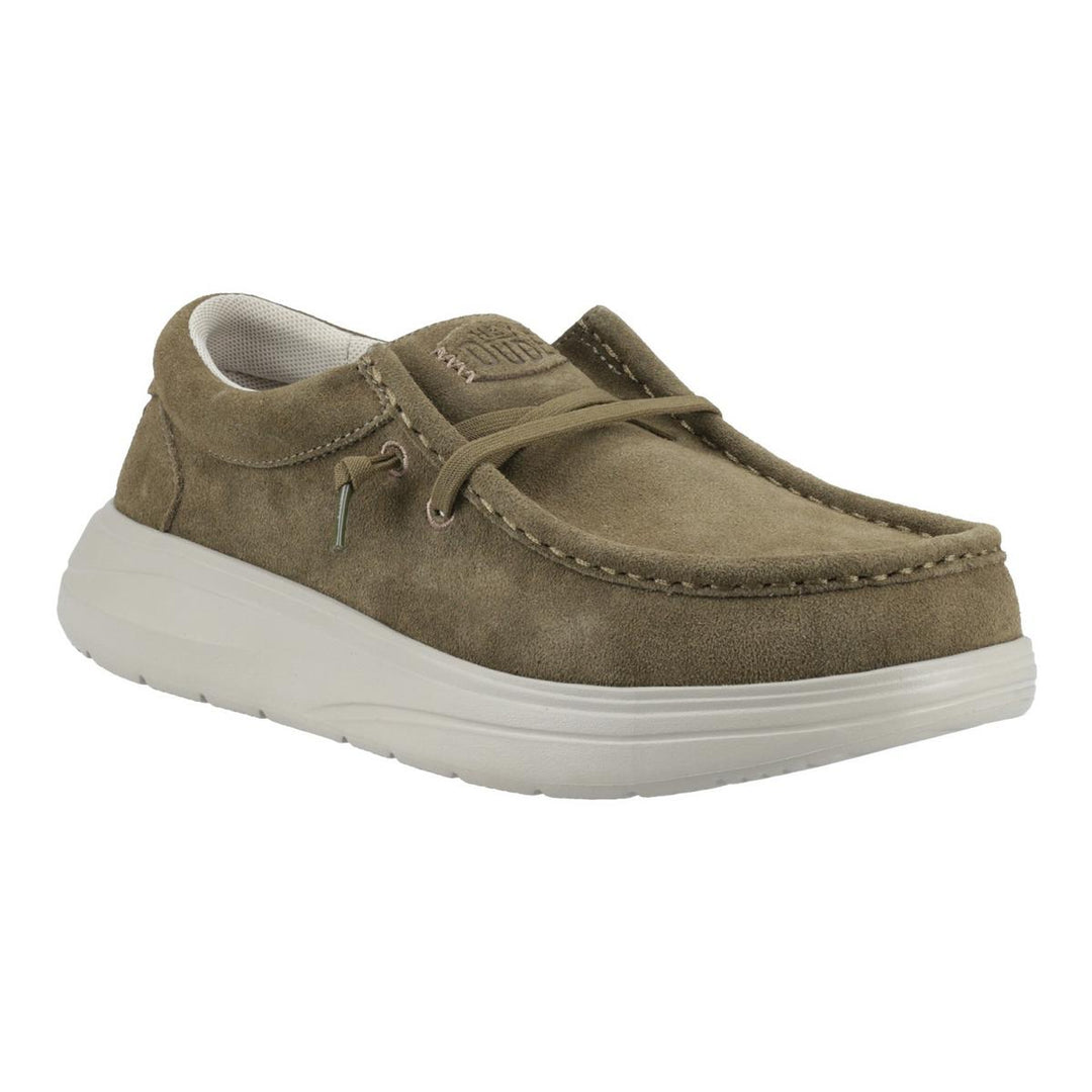 HEYDUDE Wally X Suede Shoes Dark Olive/Stone