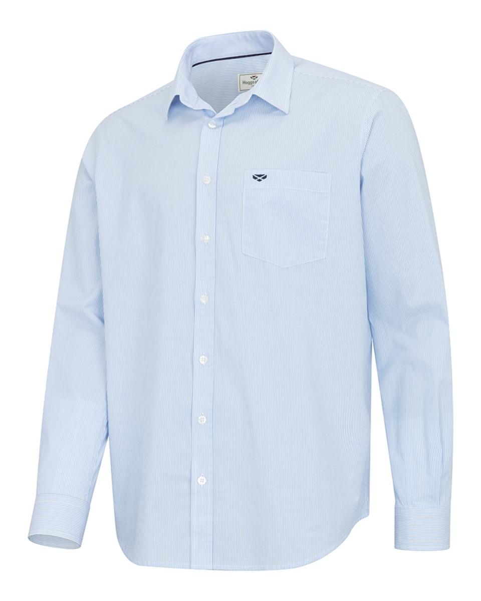 Hoggs of Fife Ingilston Stretch Stripe Shirt - Blue/White