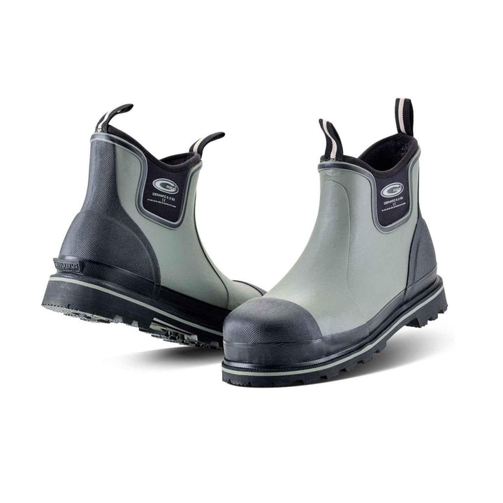 Grubs Ceramic Driver 5.0 S5 non-metallic safety ankle boots in grey and black with black toe cap, pair three-quarter view