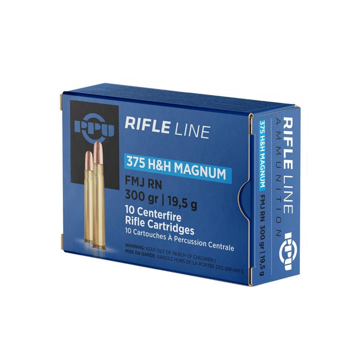 PPU Prvi Partizan .375 H&H 300gr FMJ Round Nose Rifle Ammo, 20 Rounds