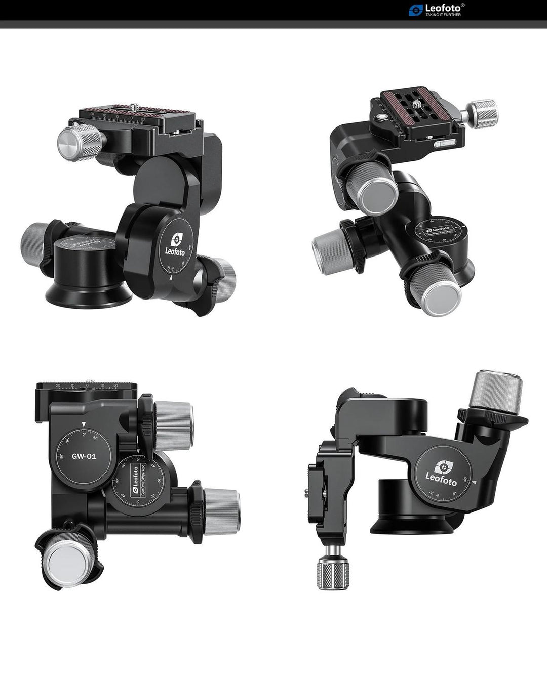 Leofoto GW-01 Three-Way Geared Head with Arca Quick Release Plate