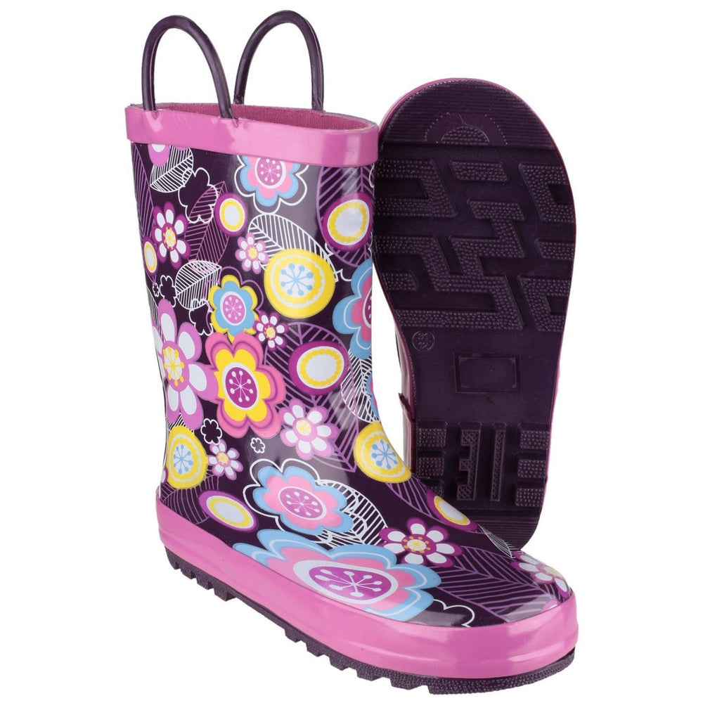 Cotswold Puddle Waterproof Pull On Boot Flower - Natural Rubber Exterior, Synthetic Comfortable Lining – view 2