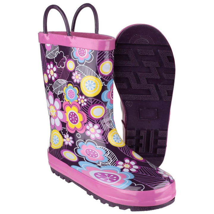 Cotswold Puddle Waterproof Pull On Boot Flower - Natural Rubber Exterior, Synthetic Comfortable Lining