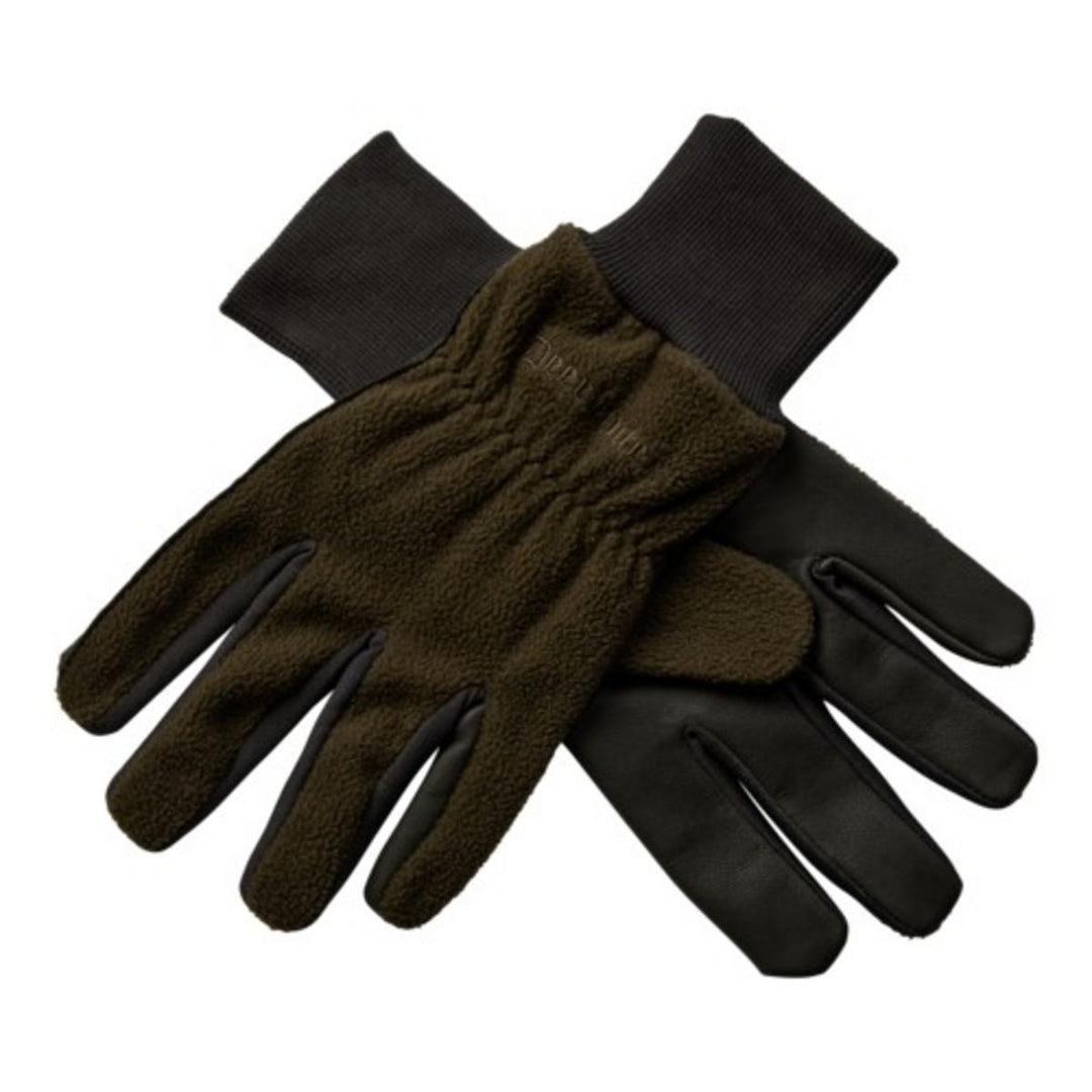 Deerhunter Fleece Gloves with Leather Art Green