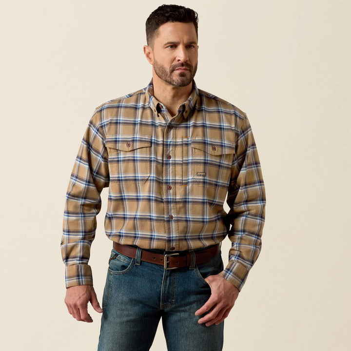 Ariat Mens Rebar Flannel Duracanvas Long Sleeve Work Shirt