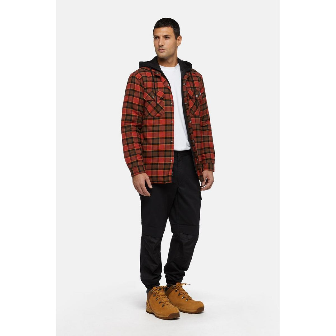 Dickies Fleece Hooded Flannel Shirt Red Ochre