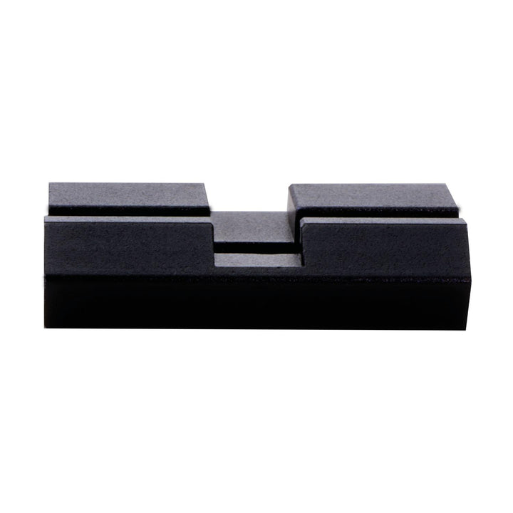 Immersive Optics dovetail insert viewed side-on as a low black bar with a stepped central recess