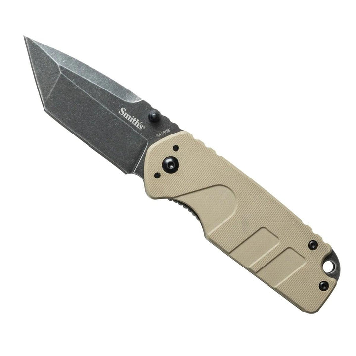 Smiths Black Stonewash Tanto Blade - Desert Tan