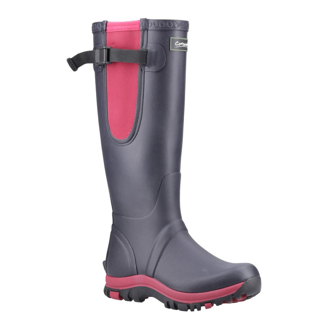Cotswold Milton Adjustable Wellington Boot Navy/Pink – view 7