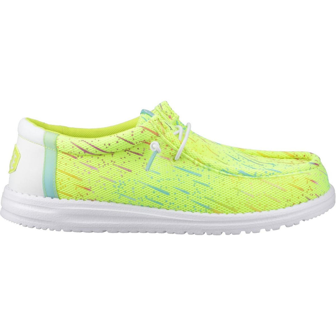 HEYDUDE Wally Party Mesh Shoes Lime Punch/White
