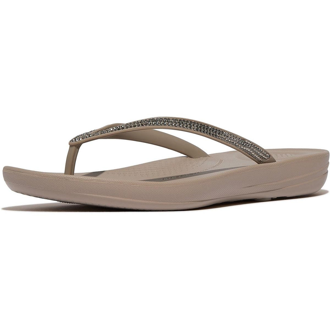 Fitflop iQushion Ombre Sparkle Flip Flops Taupe/Pewter