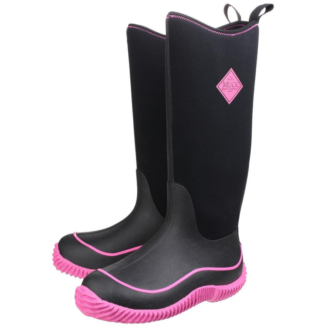 Muck Boots Hale Pull On Wellington Boot Black/Pink